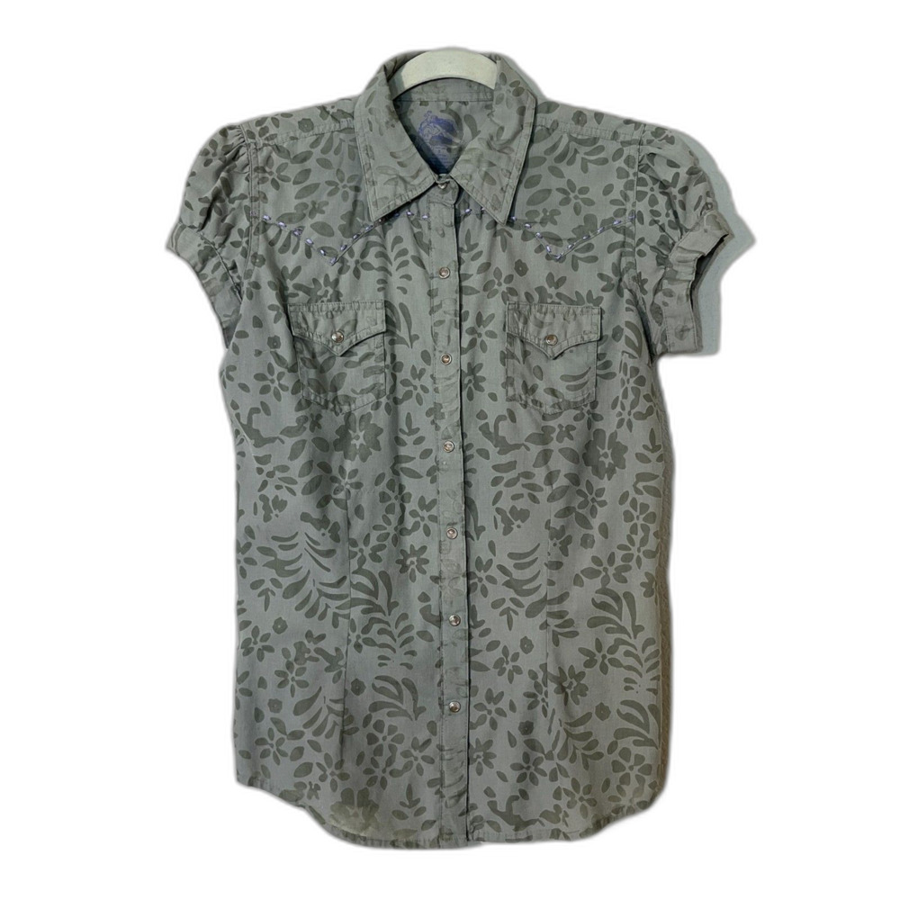 Twenty X Size S Western Shirt Button Down Pearl Snap Cowgirl Green Purple